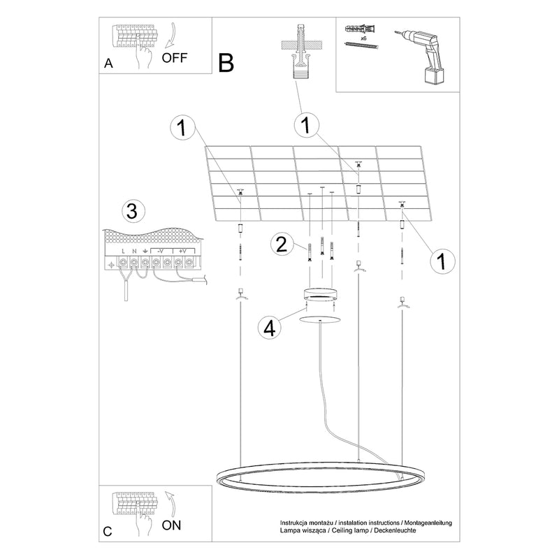 Kronleuchter RISA 90 schwarz LED 3000K