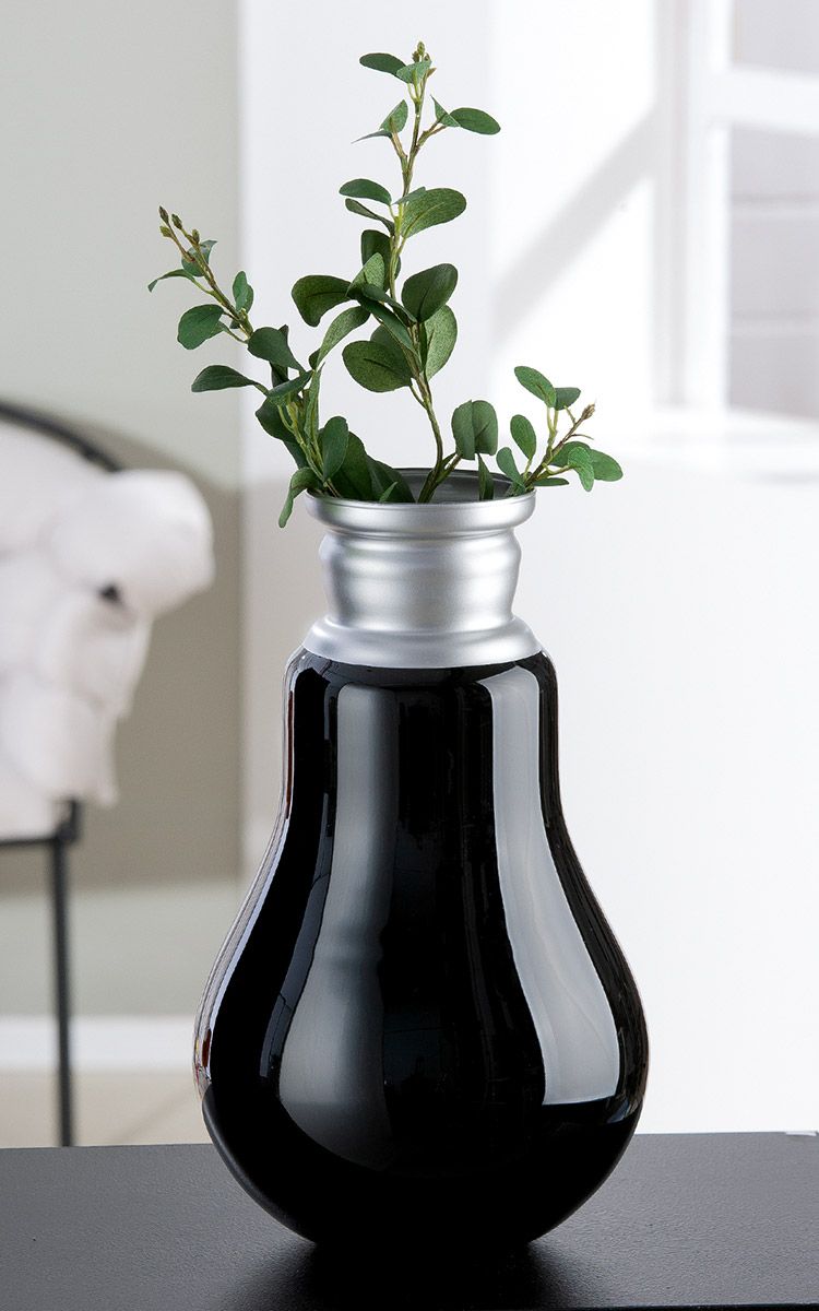 Glass vase "Retro" in black and silver