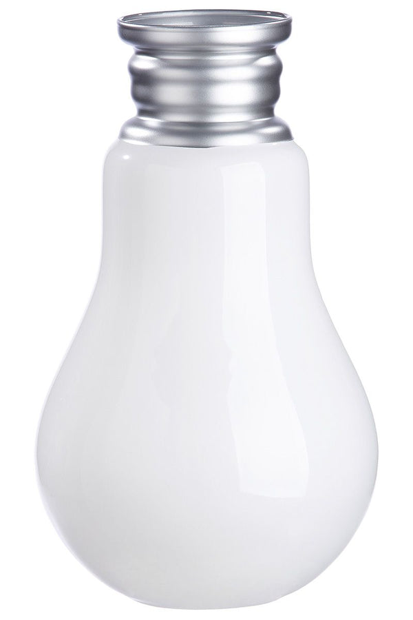 Glass vase "Retro" in white and silver