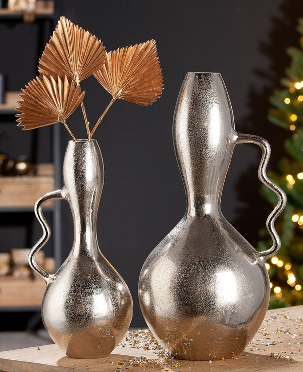 Aluminium Vase Moderny - Elegante Silberfarbene Vase, Verfügbar in Zwei Größen, Modernes, Schlankes Design für Heim und Büro
