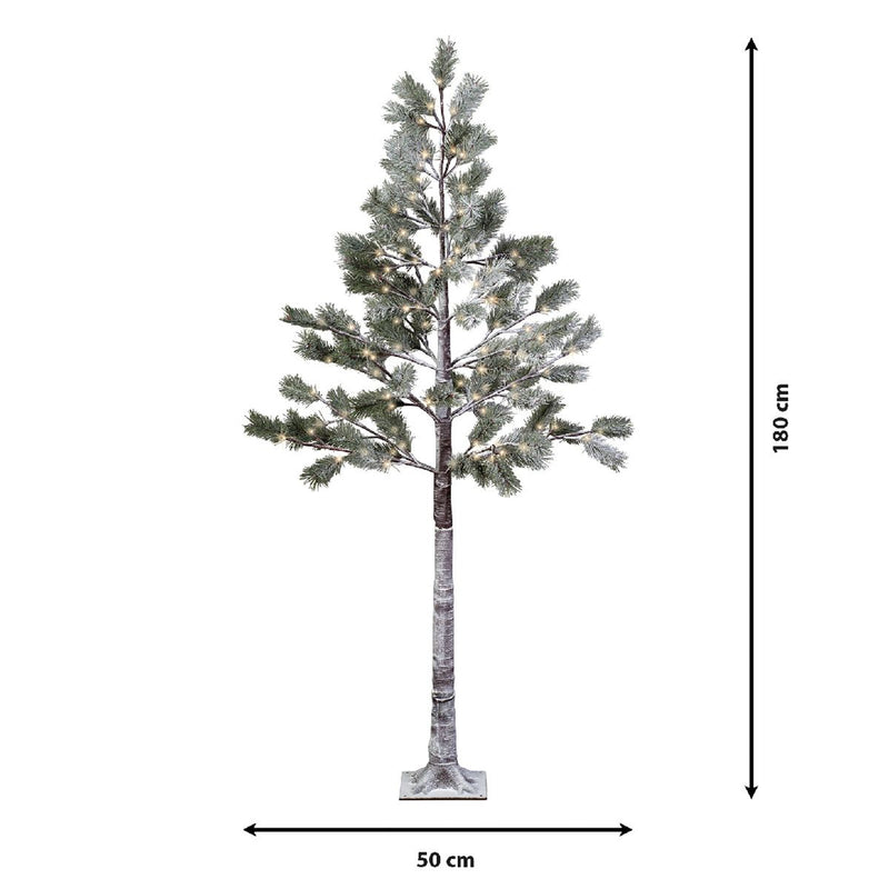 Decorative pine tree with 96 LEDs - 180 cm high artificial pine tree for indoor and outdoor use, warm white lighting