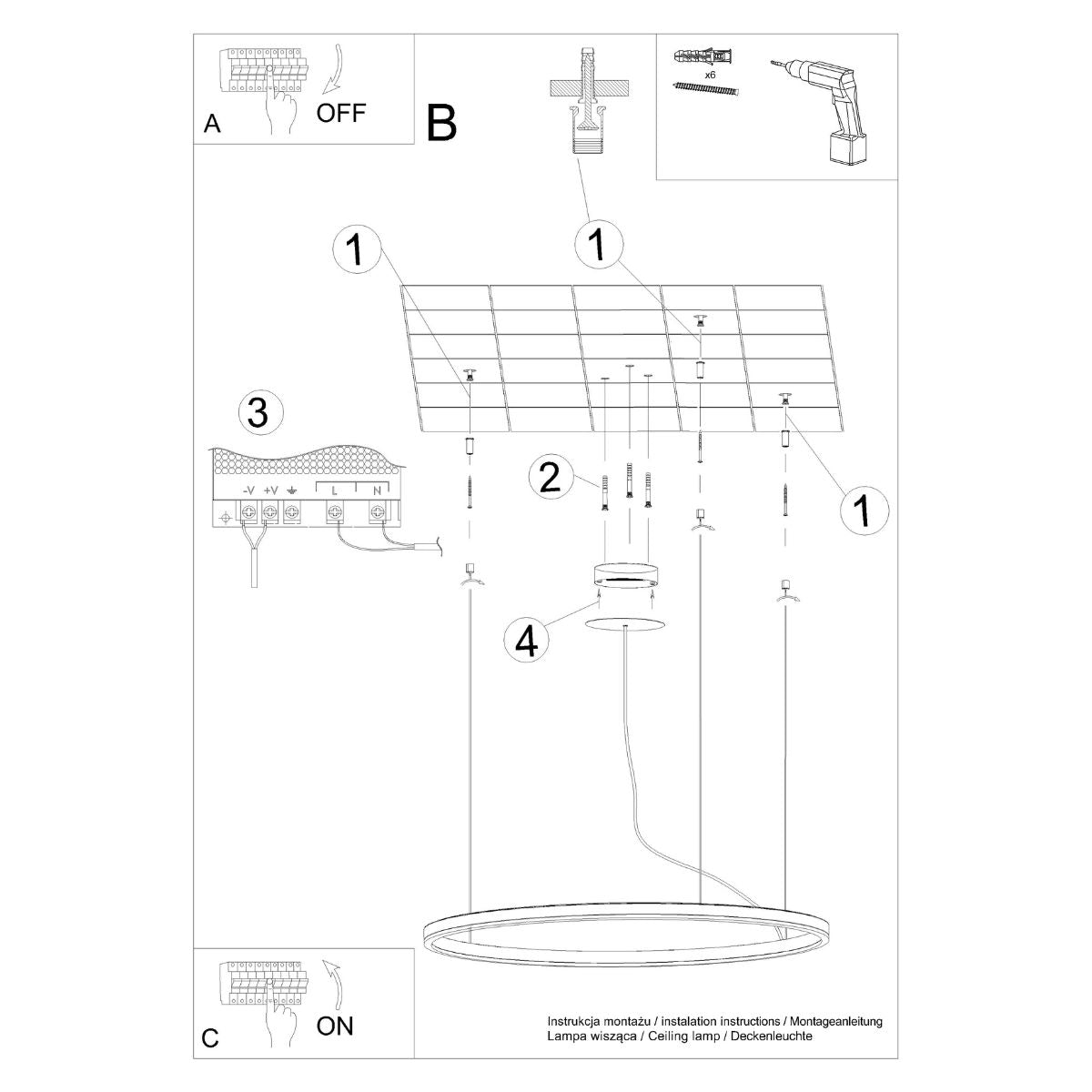 Kronleuchter ODA 80 schwarz LED 3000K