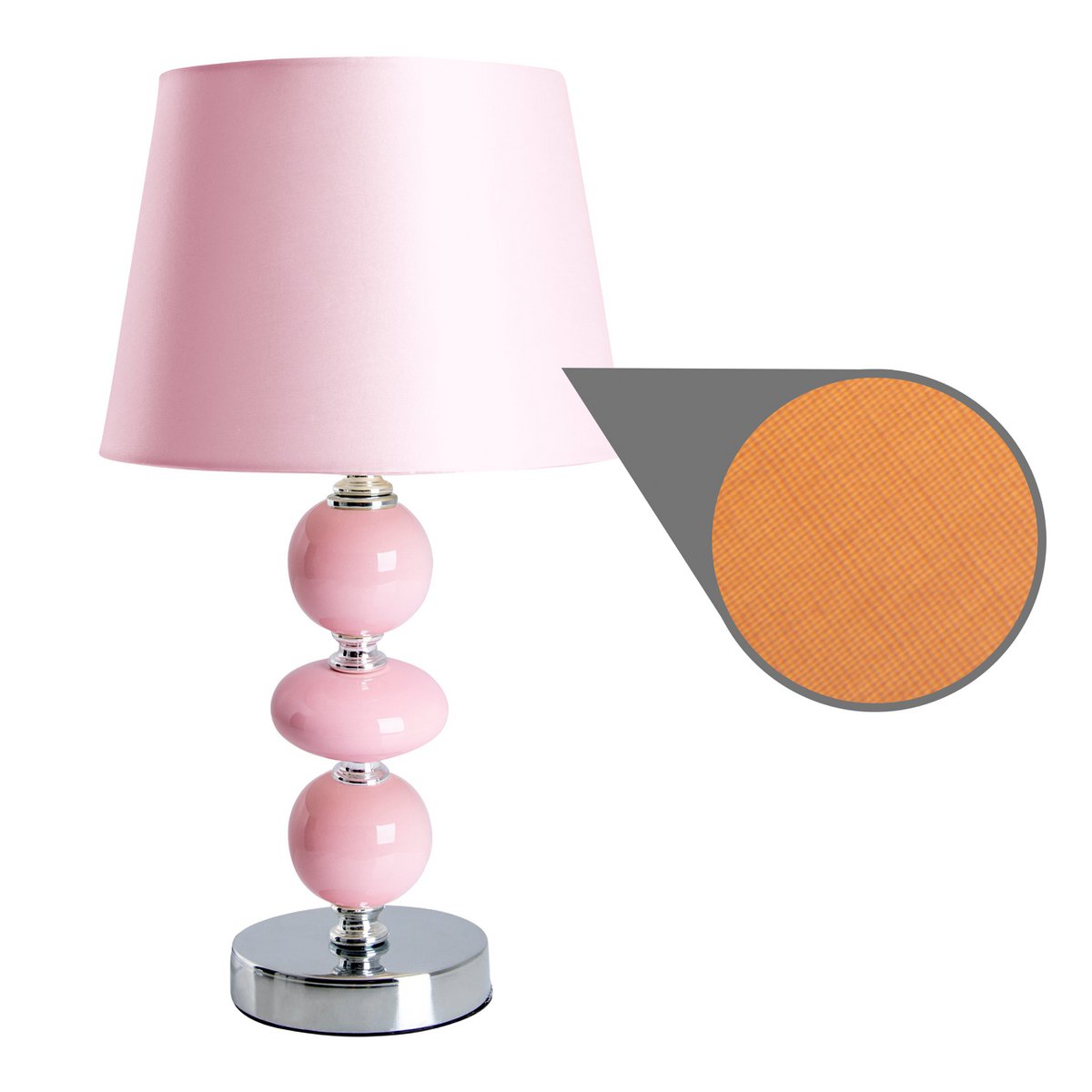 Keramik Tischleuchte "Araga" 36 cm hoch, Tischlampe aus Metall, Keramik, mit Textilschirm, rosa, mit E14-Fassung, Beleuchtung für Esszimmer, Wohnzimmer, Diele oder Büro,