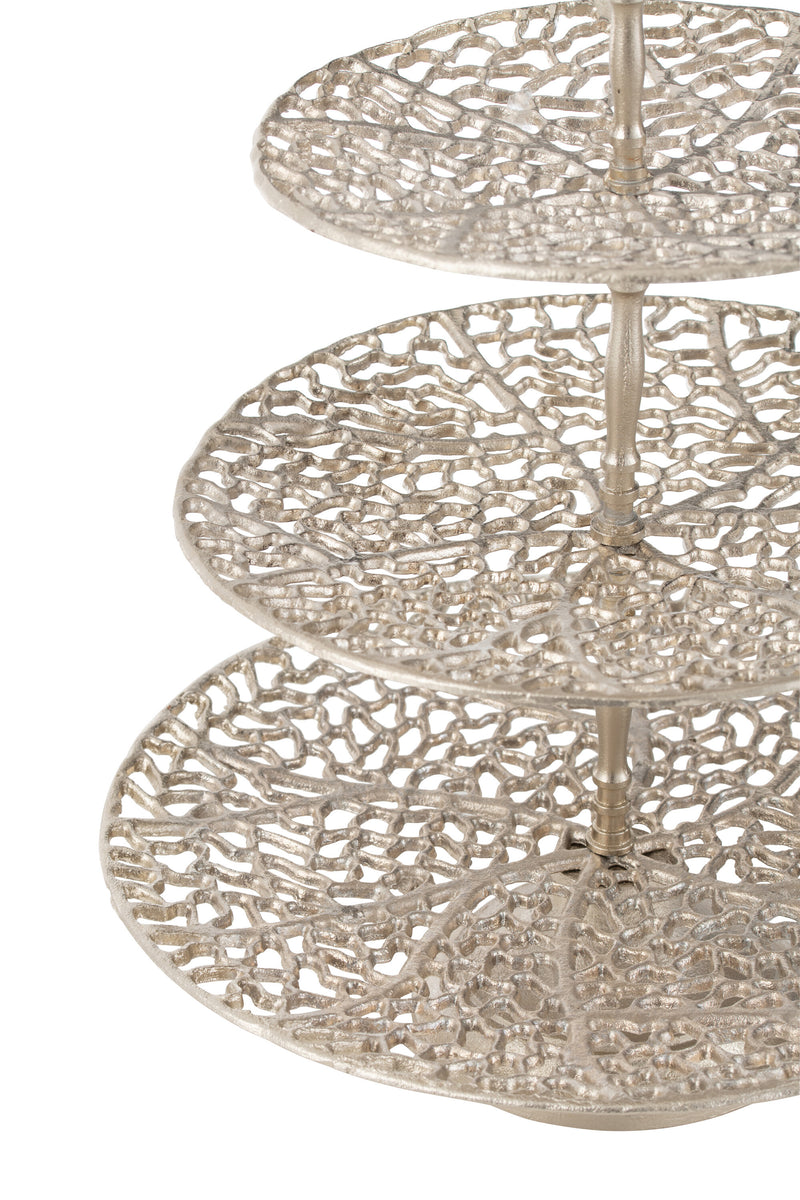 Etagere, metal, champagne, 3 levels, coral design