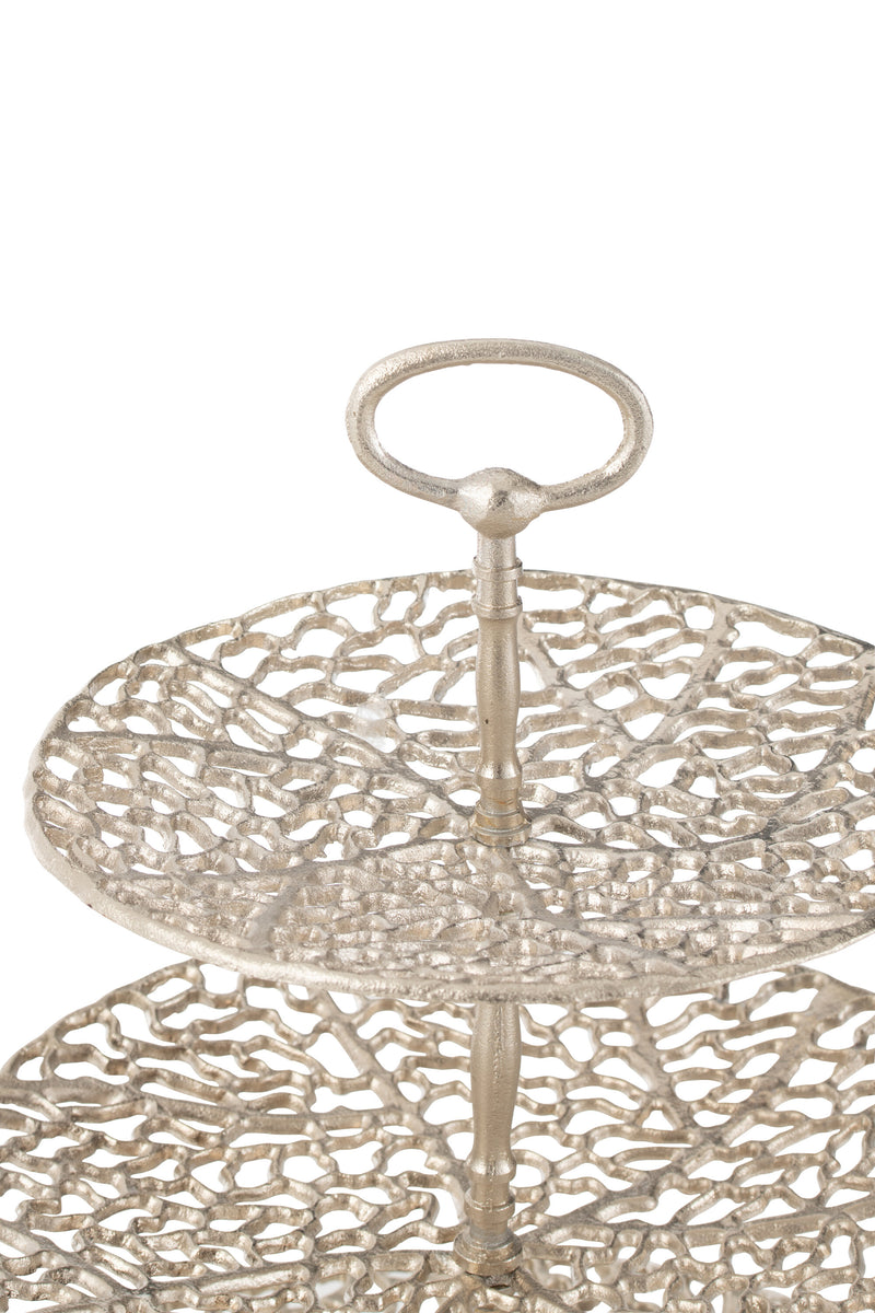 Etagere, metal, champagne, 3 levels, coral design