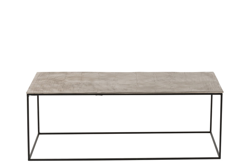Rechteckiger Couchtisch in Silber Schwarz - Oxidisiertes Aluminium Eisen