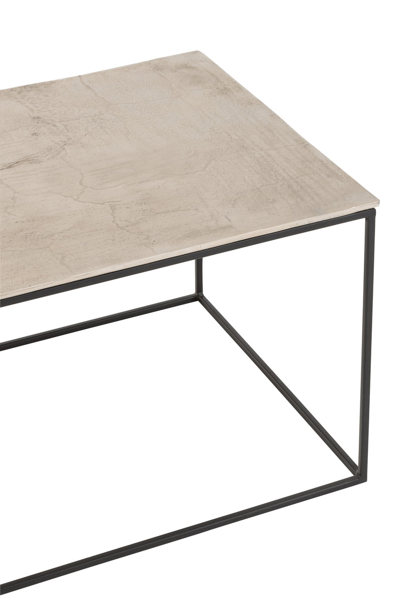Rechteckiger Couchtisch in Silber Schwarz - Oxidisiertes Aluminium Eisen
