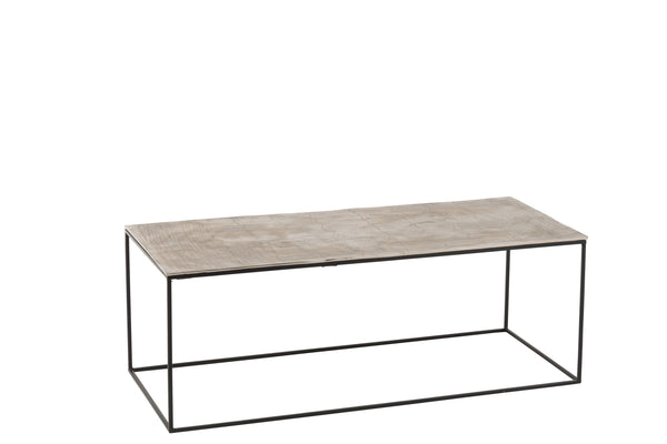 Rectangular Coffee Table in Silver Black - Oxidized Aluminum Iron