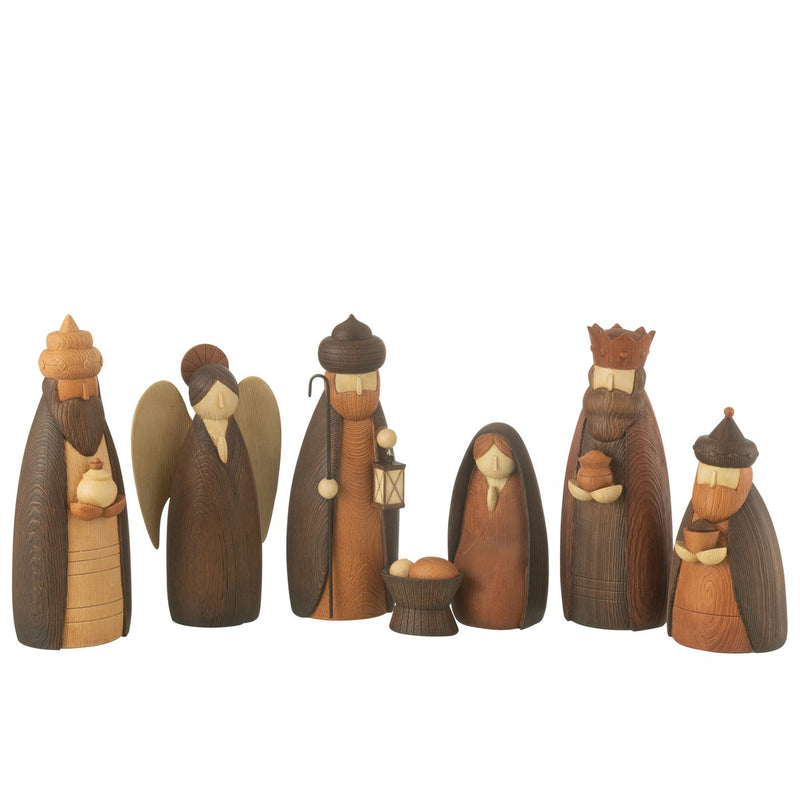 7-delige kerststalfiguurset in bruin – 28 cm