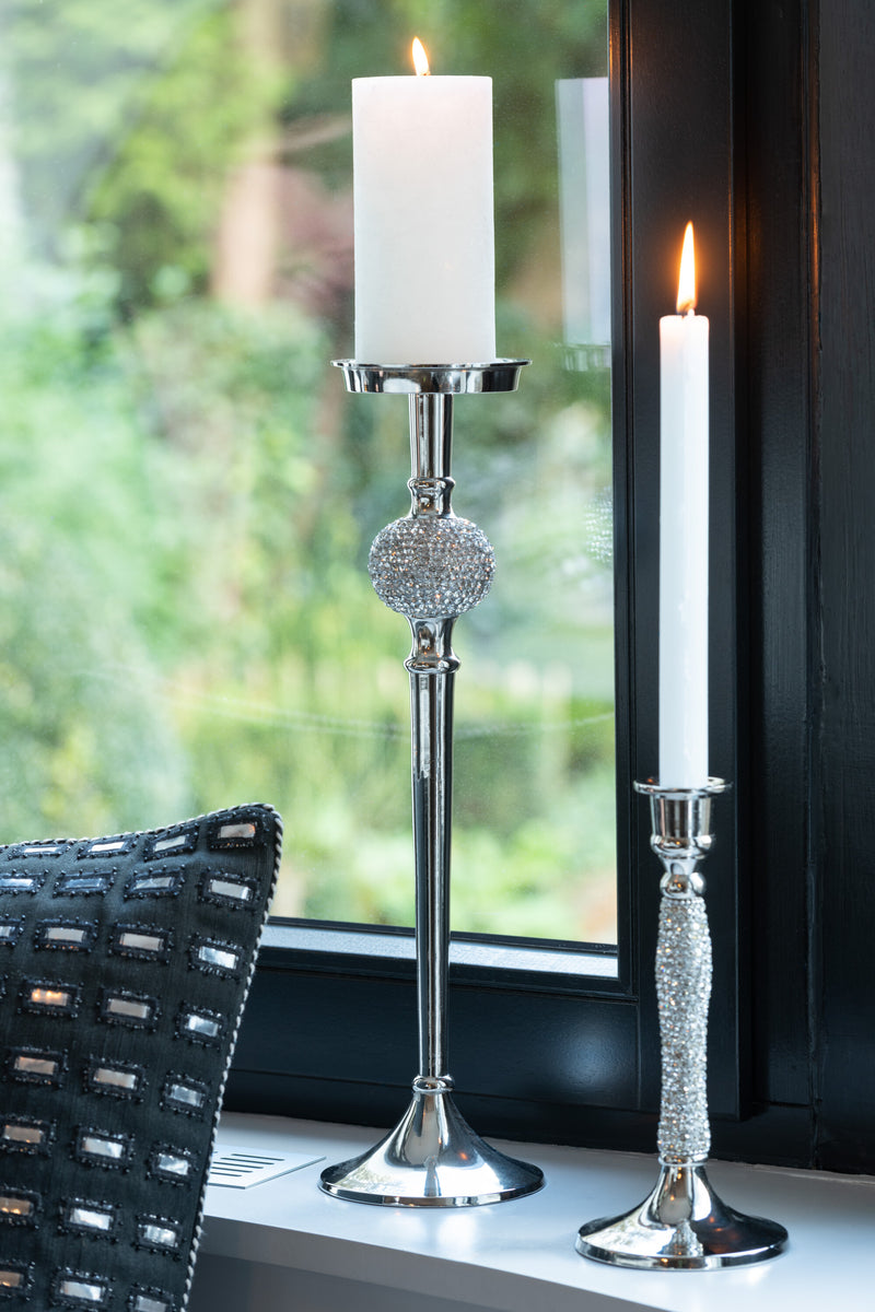 Kaarsenhouder Diamant Aluminium Zilver – Verkrijgbaar in 3 Maten