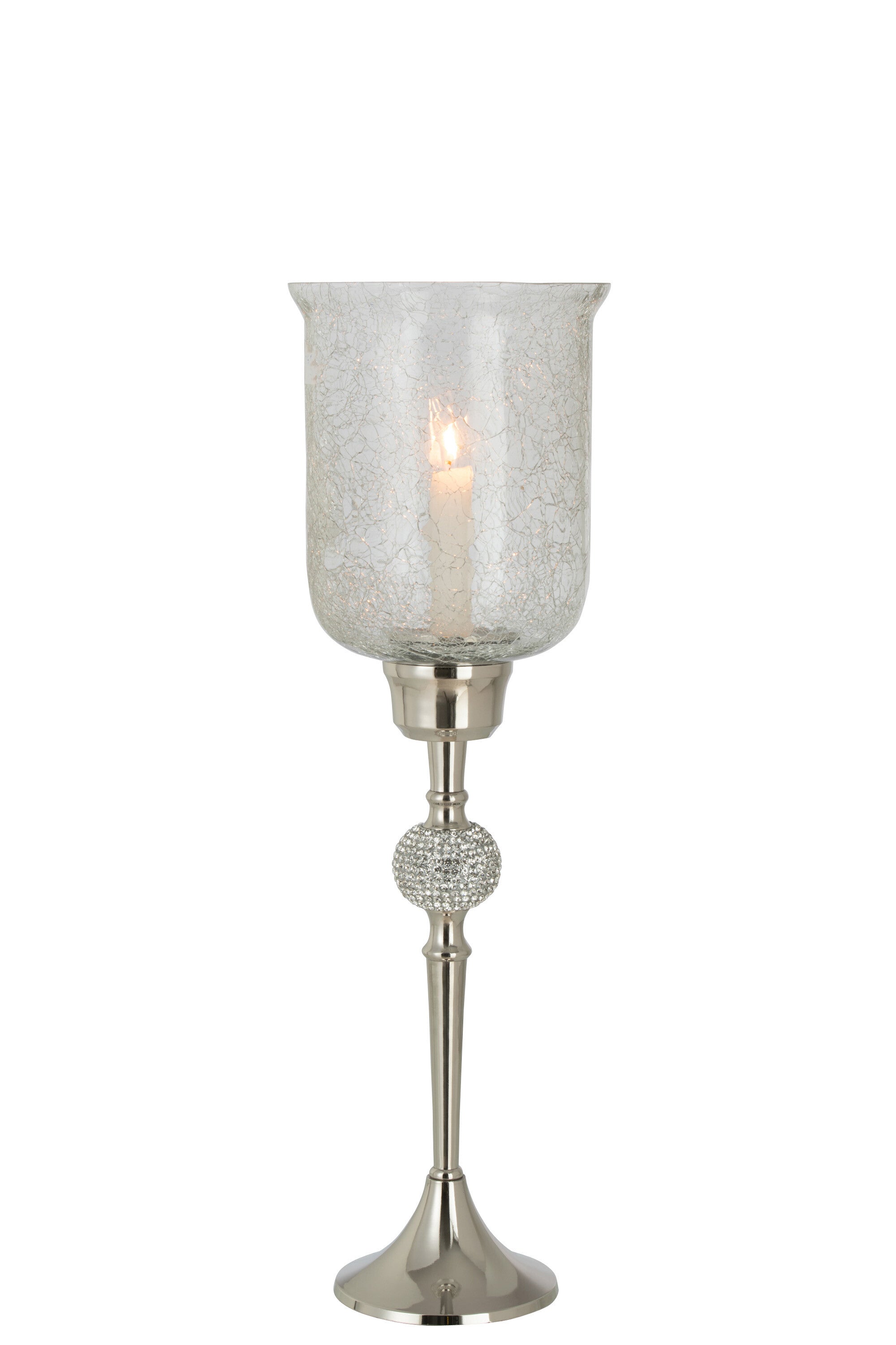 Windlicht Crystal Flair Silber Glas Aluminium 55cm