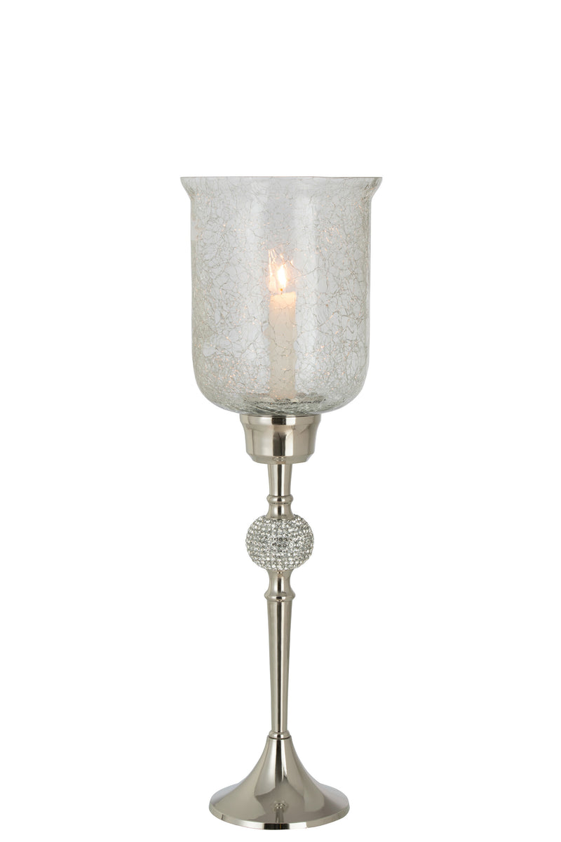 Windlicht Crystal Flair Silber Glas Aluminium 55cm