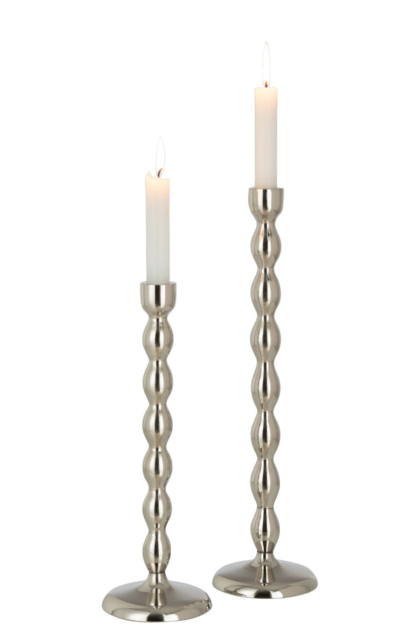 Set van 4 glanzende bolkandelaars, aluminium, zilver - verkrijgbaar in groot en klein