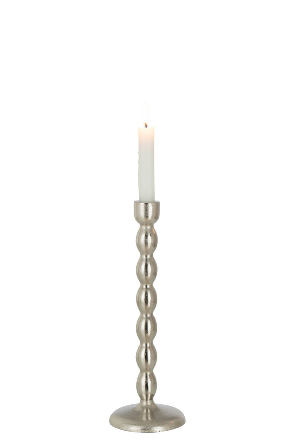 Set van 4 kandelaars met matte bolletjes, aluminium, zilver, klein