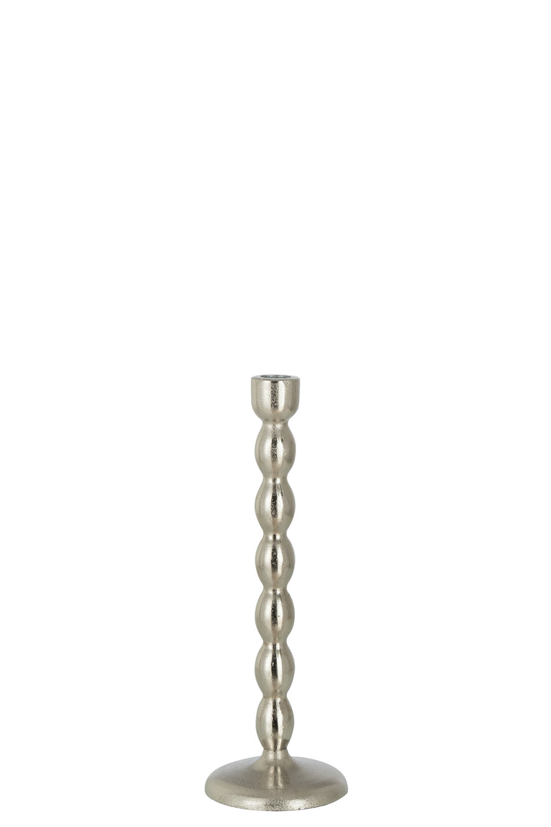Set van 4 kandelaars met matte bolletjes, aluminium, zilver, klein