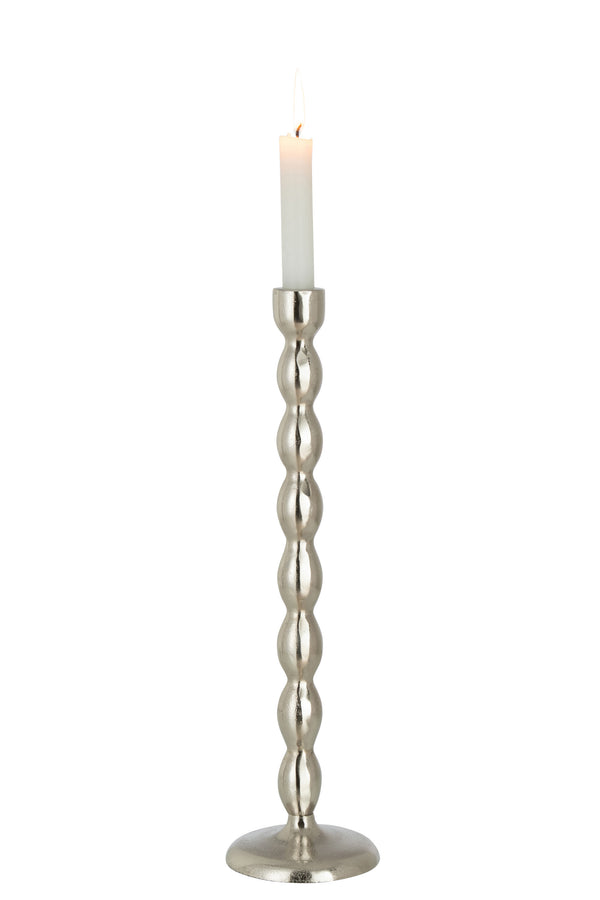Set van 4 kandelaars met matte bolletjes, aluminium, zilver