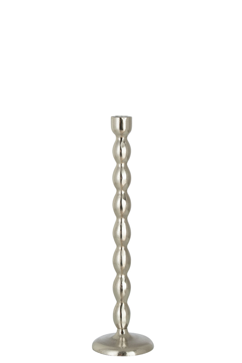 Set van 4 kandelaars met matte bolletjes, aluminium, zilver