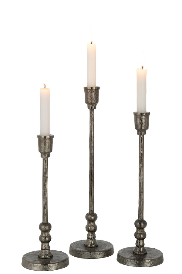 Set von 6 Eleganten Kerzenhalter "Becca" in Unterschiedlichen Größen, Aluminium, Schwarz