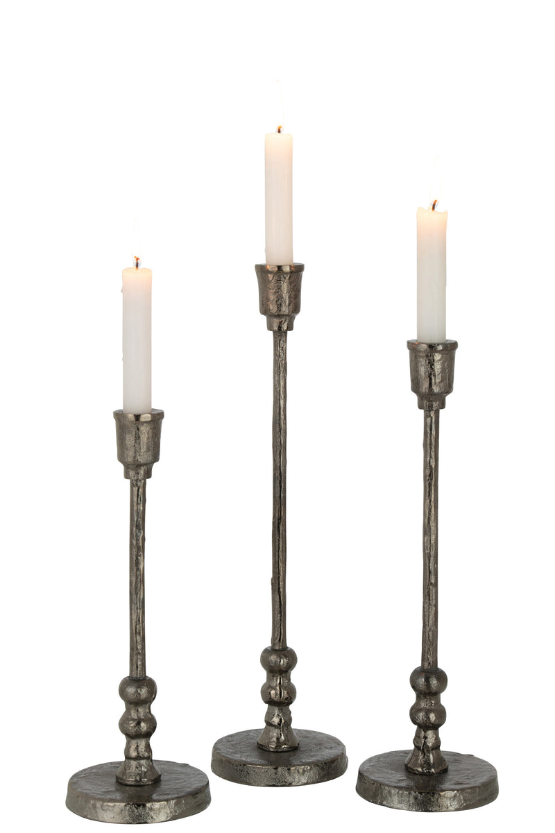Set van 6 elegante kandelaars "Becca" in verschillende maten, aluminium, zwart