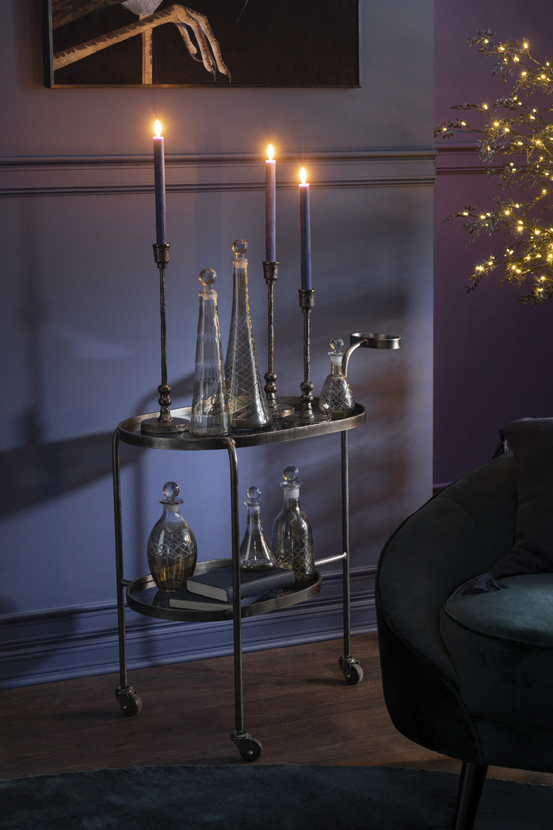 Set von 6 Eleganten Kerzenhalter "Becca" in Unterschiedlichen Größen, Aluminium, Schwarz