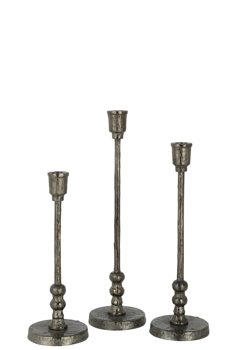 Set van 6 elegante kandelaars "Becca" in verschillende maten, aluminium, zwart