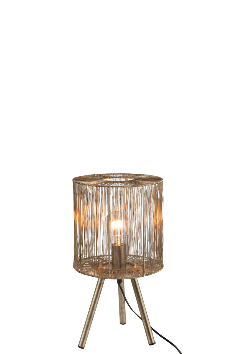 Set of 2 elegant table lamps made of metal in antique brown - timeless design for modern living 
