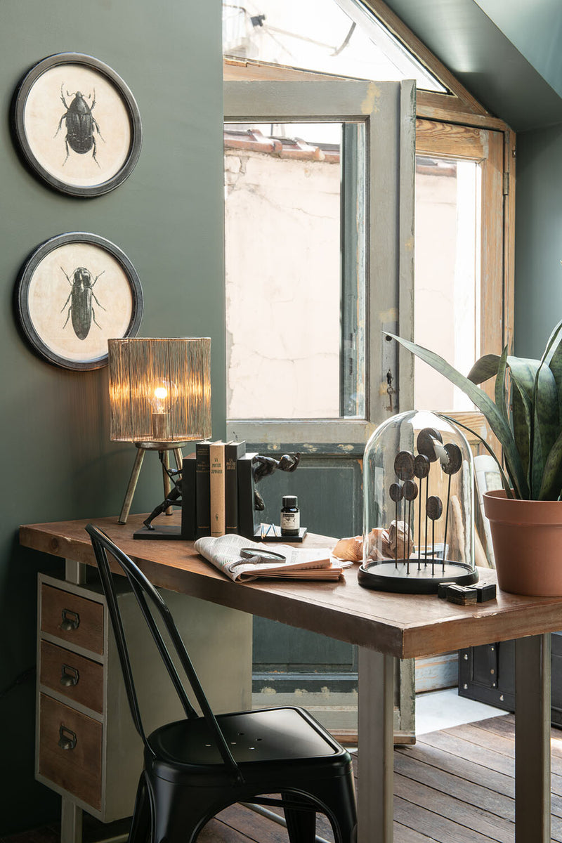 Set of 2 elegant table lamps made of metal in antique brown - timeless design for modern living 