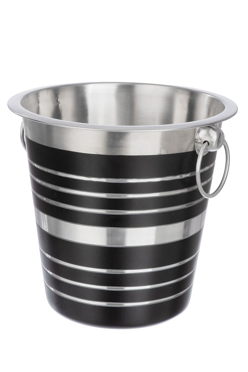 RVS champagnekoeler 'Design' - elegante wijnkoeler in zwart/zilver, Ø21,5 cm, H20,5 cm - ideaal voor speciale gelegenheden