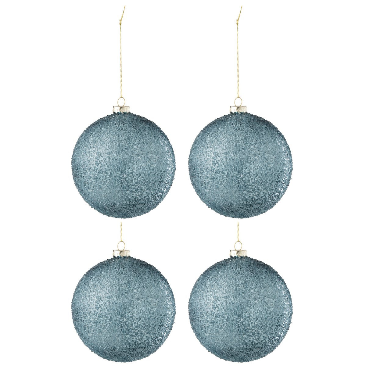 J-Line Weihnachtskugel Perlen – Glas – Blau – groß – 4er-Box