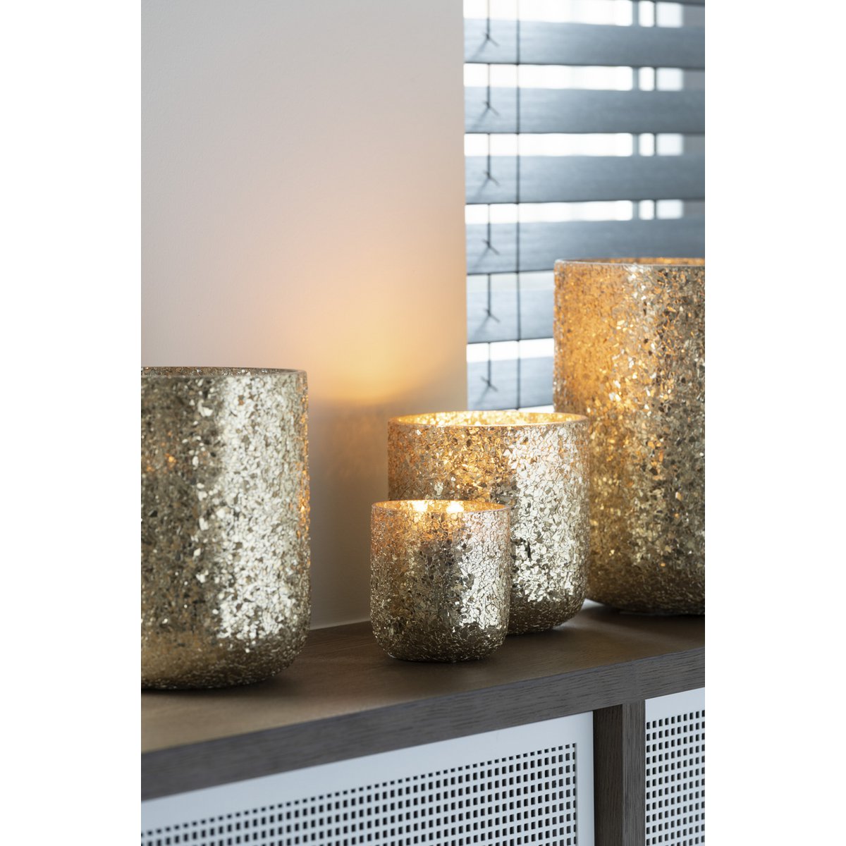 J-Line Duftkerze Luxuria – Vanilla Escape – Glas – Gold – groß – 80U