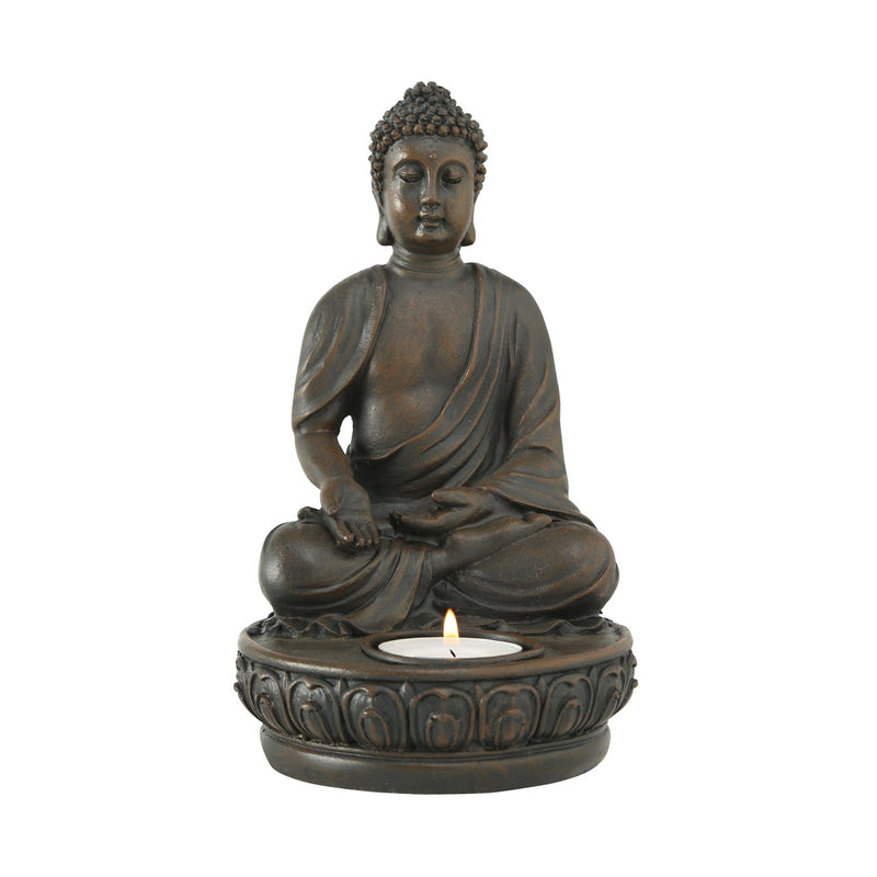 Set van 2 theelichthouders "Zen Buddha" - theelichthouders van kunsthars in Boeddha-vorm