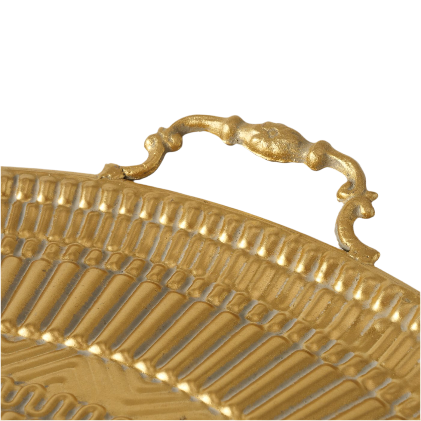 Round tray Missafir made of metal in antique gold