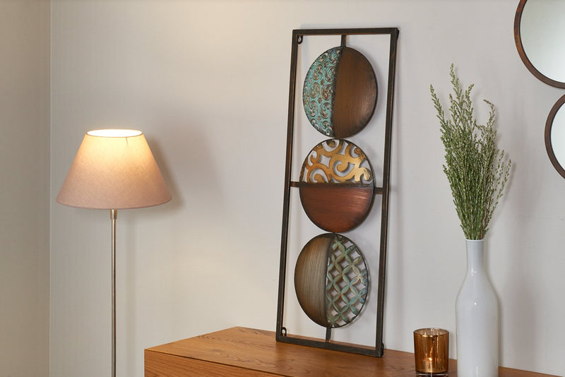 Wandobjekt Antixox in Vintage/Retro-Stil, Abstraktes Design, Metall, Braun & Silber, 28 x 69 cm