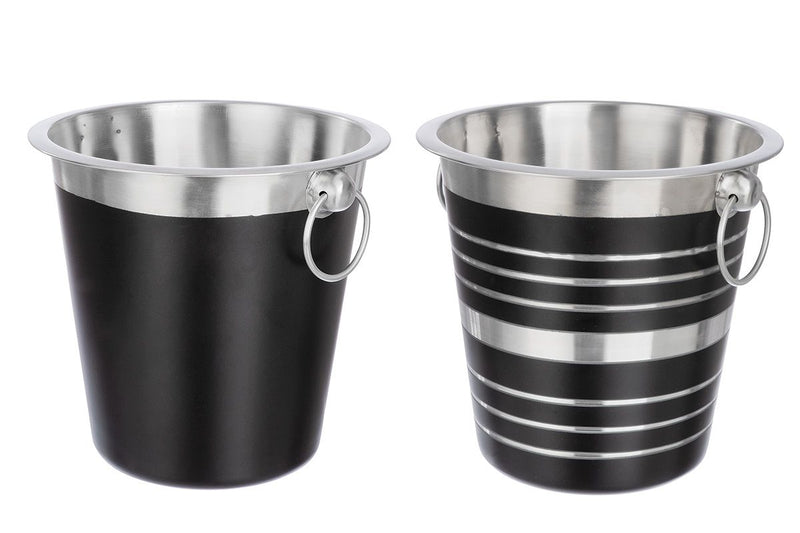 RVS champagnekoeler 'Design' - elegante wijnkoeler in zwart/zilver, Ø21,5 cm, H20,5 cm - ideaal voor speciale gelegenheden