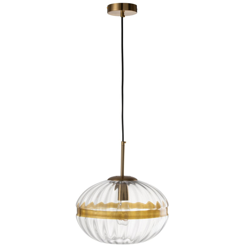 Elegant pendant lamp Oval – glass &amp; gold accents