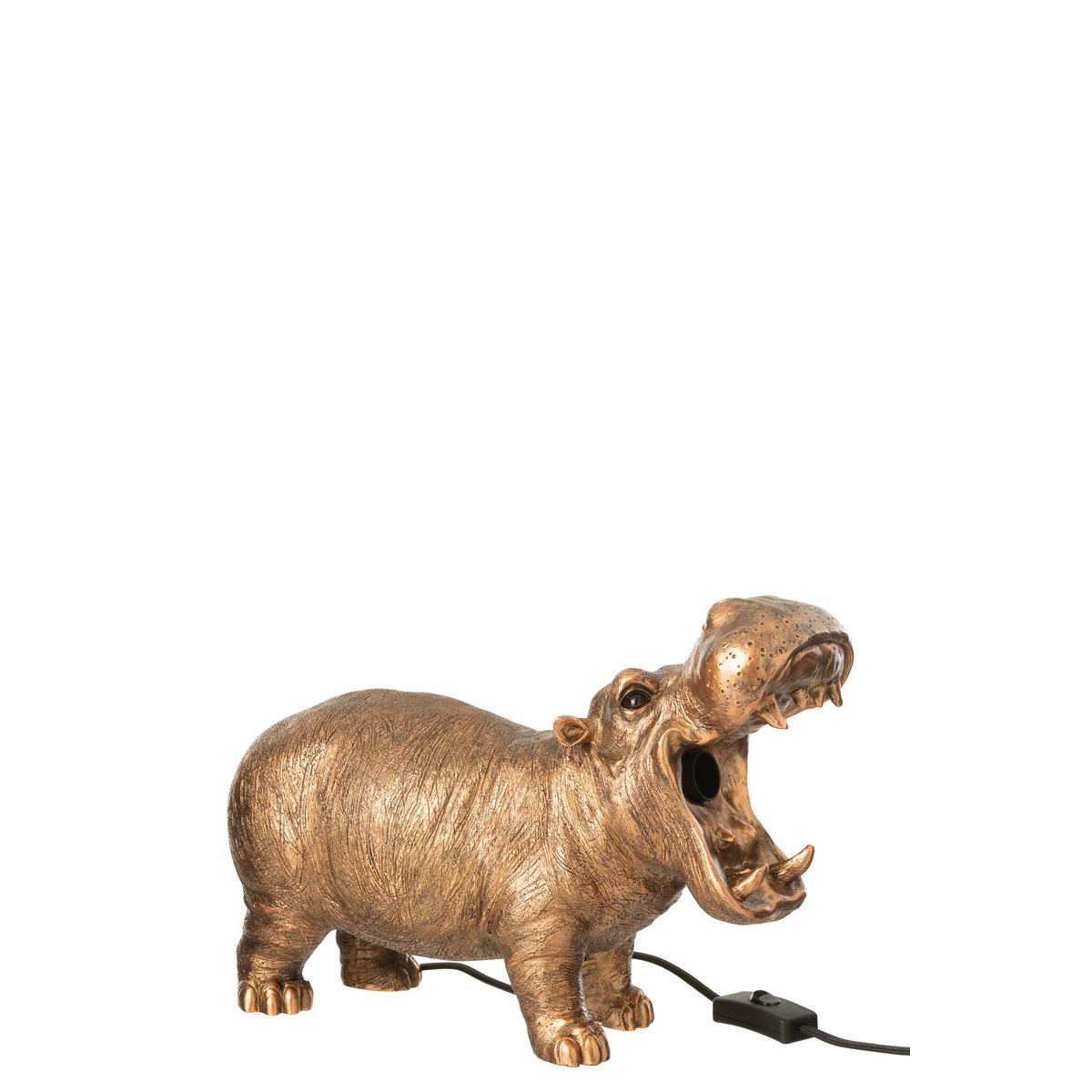 Tischlampe Nilpferd Polyresin Antik Kupfer
