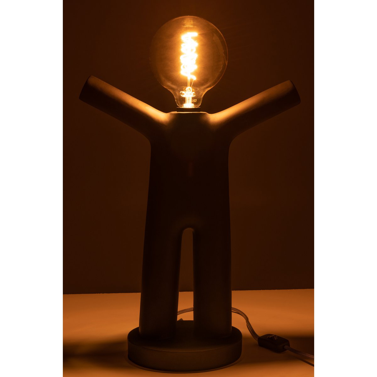 J-Line Lampe P'tit Maurice - Polyresin - Schwarz
