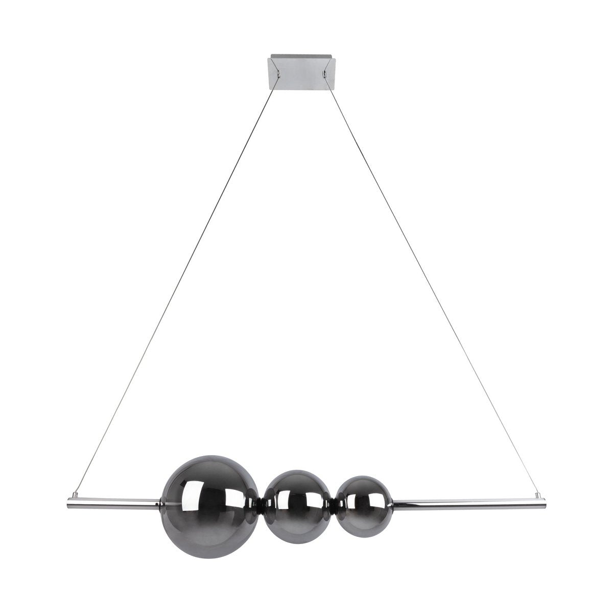 LED Pendelleuchte chrom "NOVA" aus chromfarbenem Metall, Kunststoff und Rauchglas, mit fest verbauten LEDs, ca. 105 cm lang