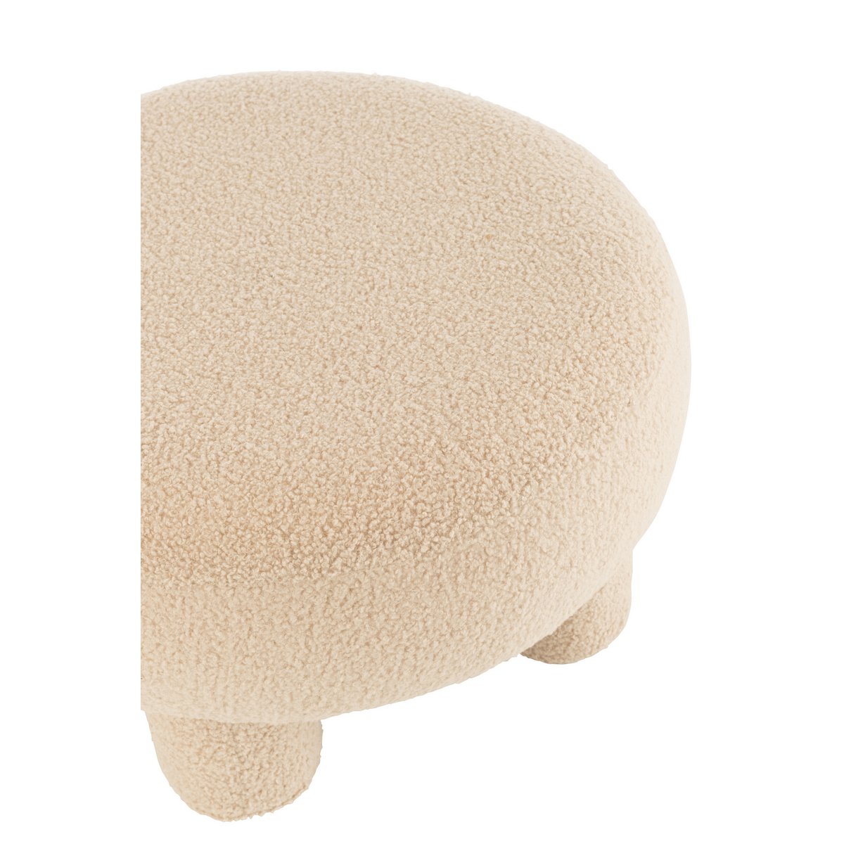 Runder Hocker aus Teddy Bouclé in Warm Beigee