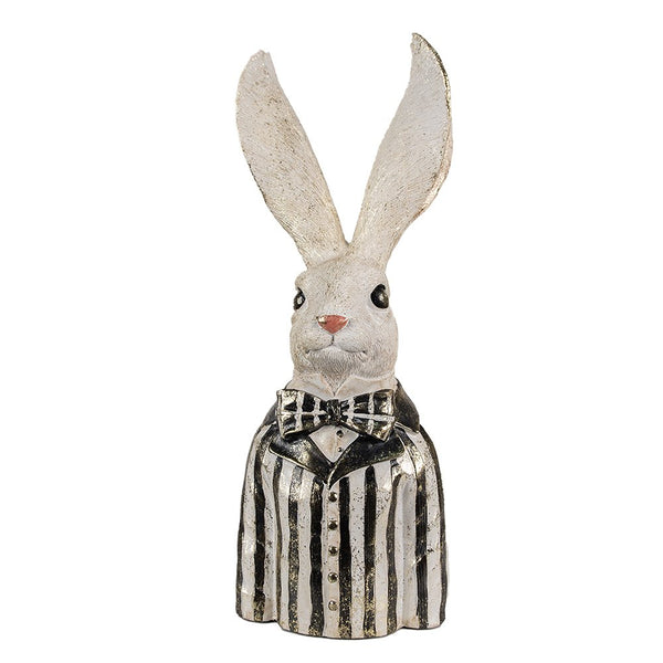 Decorative statue rabbit white gold black 16x14x42 cm