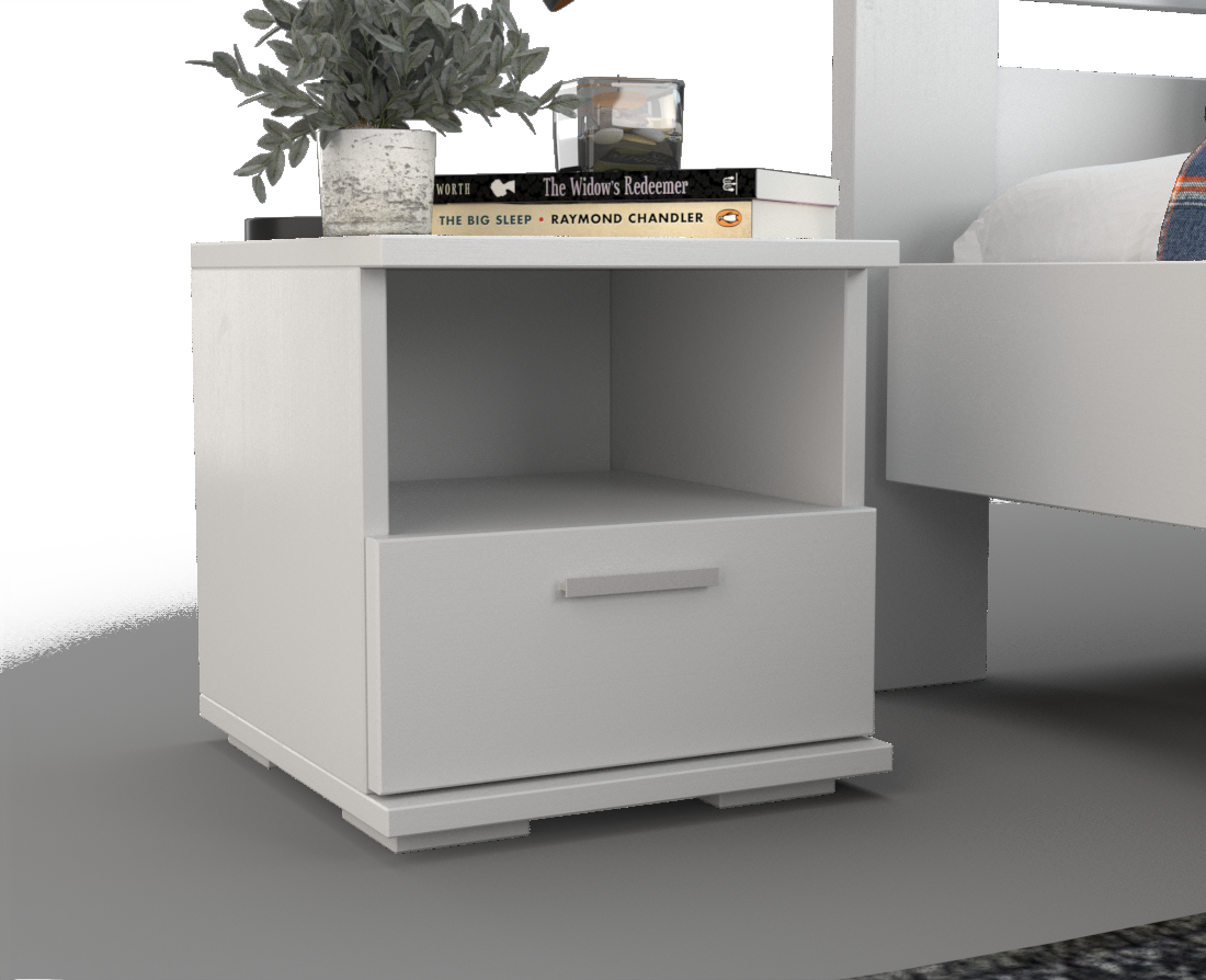 Nobis Kiefer Massivholz Nachttisch Nachtschrank | 1-Schublade und 1 Regal | 100% Bio Kiefer