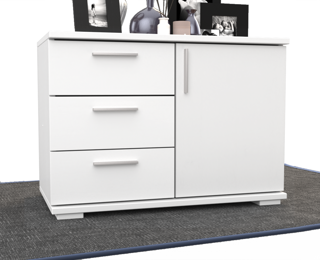 Nobis Kommode Sideboard 1-Türig 3 Schubladen 100% Bio Kiefer Massivholz