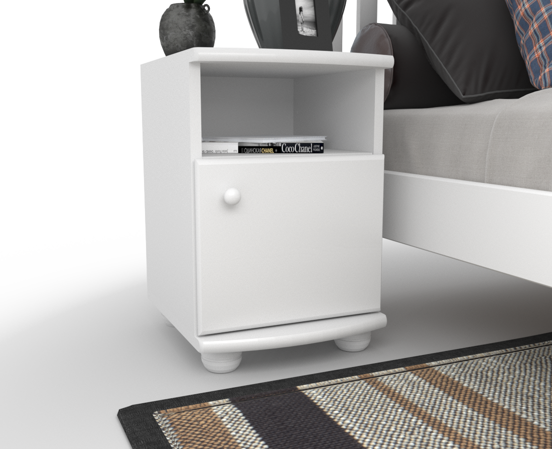 Claudia Kiefer Massivholz Nachttisch Nachtschrank | 1-Regal | 1-Türig | 100% Bio Kiefer