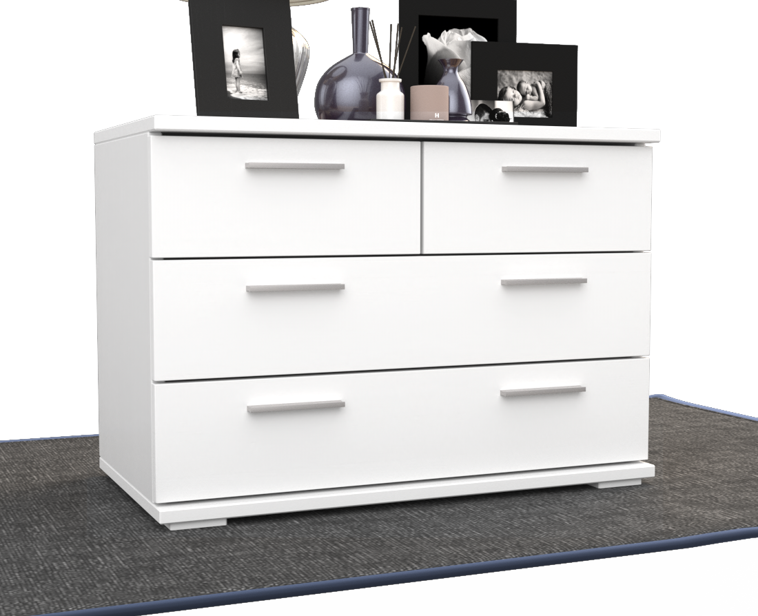 Nobis Kommode Sideboard | Anrichte | 4-Schubladen | 57cm hoch | 100% Bio Kiefer Massivholz