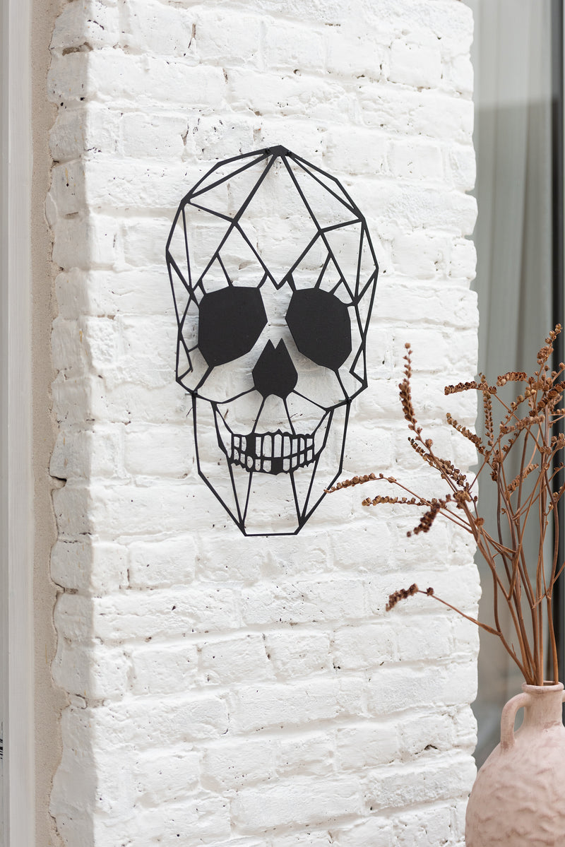 GeoSkull - Geometrische Schädel Wanddekoration in Schwarz