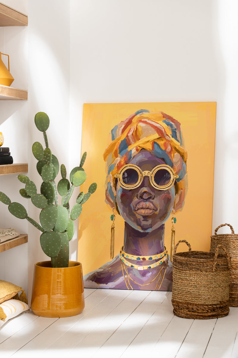 Farbenfrohe Wanddekoration "Afrikanische Frau" – Leinwanddruck