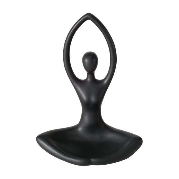 Theelichthouder 'Yoga Meditation' - Elegante keramische theelichthouder in zwart, 22x13x30 cm, matte afwerking