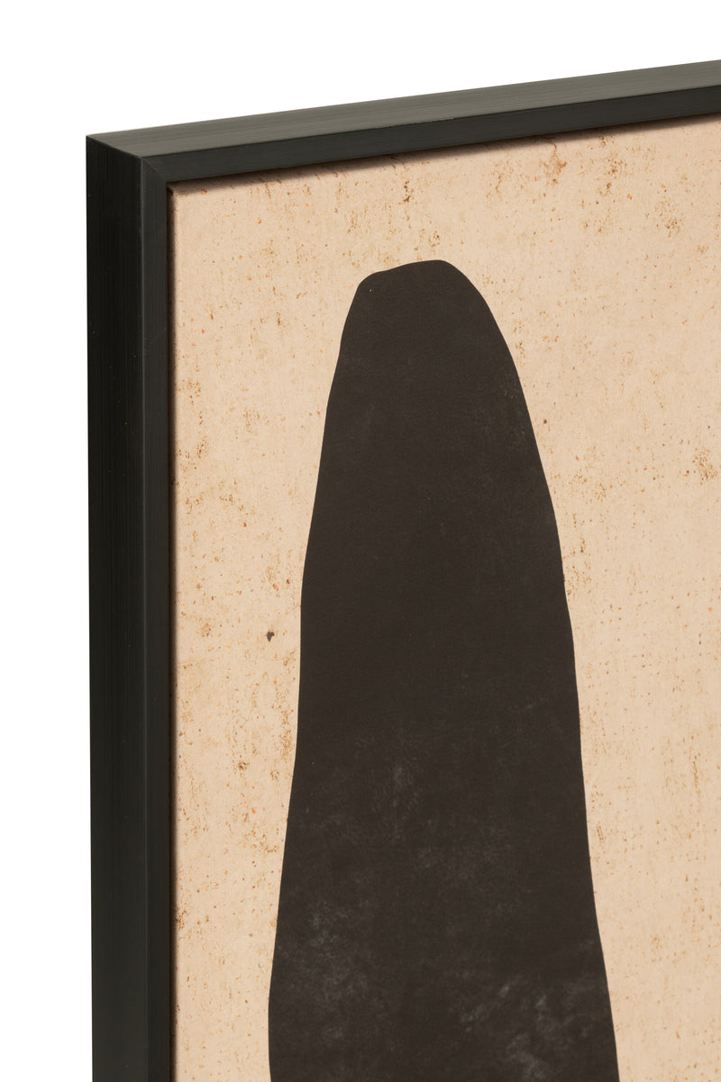 Modernes Wandbild 'Abstraktes Blatt' - Rahmen aus Holz und Leinwand in Braun und Schwarz