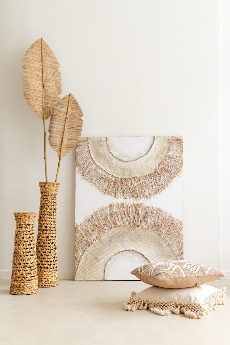 2er Set Wanddekoration Ibiza Leinwandbild in Cream und Weiß - Verleihen Sie Ihrem Zuhause das perfekte Boho-Flair