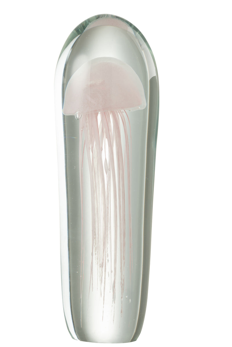 2er-Set Rosa Glas Quallen Briefbeschwerer Dekoation